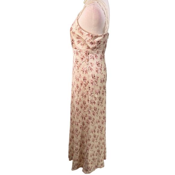 Cami NYC Rika Floral Hammered Silk Dress ivory pink size 6 - Picture 9 of 15